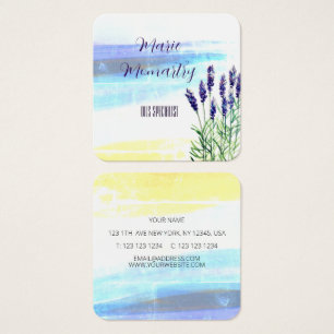 Lavendel waterverf schilderij vierkante visitekaartjes