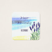 Lavendel waterverf schilderij vierkante visitekaartjes (Voorkant)