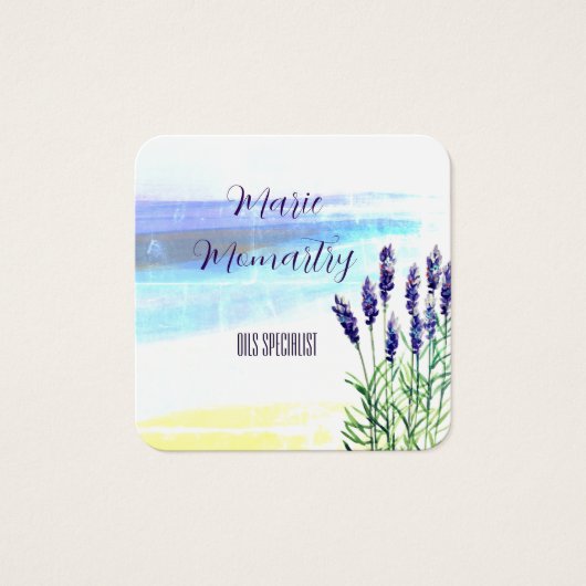 Lavendel waterverf schilderij vierkante visitekaartjes (Voorkant)