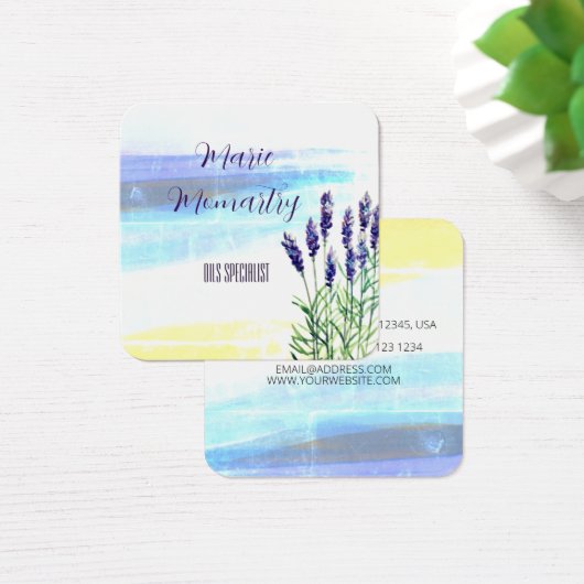 Lavendel waterverf schilderij vierkante visitekaartjes (Bureau)