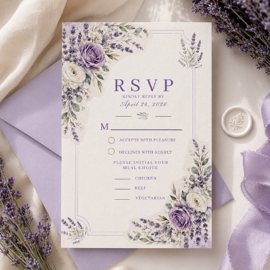 Lavendel Waterverf Trouw RSVP Kaart