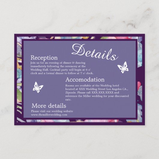 Lavendel waterverf Wildbloem groen gebladerte Informatiekaartje (Voorkant)