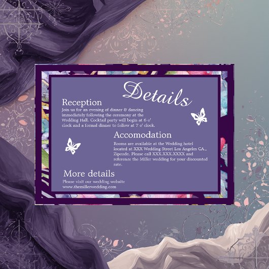 Lavendel waterverf Wildbloem groen gebladerte Informatiekaartje