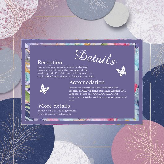 Lavendel waterverf Wildbloem groen gebladerte Informatiekaartje