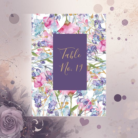 Lavendel waterverf Wildbloem groen gebladerte Kaart