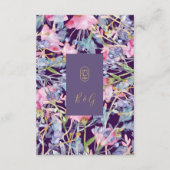 lavendel waterverf wilde bloem groen gebladerte informatiekaartje (Achterkant)