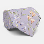 Lavendel Waterverf Wilde Bloem  Stropdas (Opgerold)