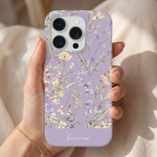 Lavendel Waterverf Wilde Bloemen  iPhone 15 Pro Case