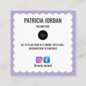 Lavendel Wave Order Bedankt LOGO Social Icon Vierkante Visitekaartje (Achterkant)