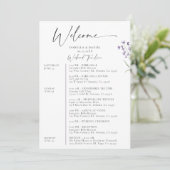 Lavendel Wedding Weekend 3 Dagen Schema Elegant Kaart (Staand voorkant)