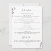 Lavendel Wedding Weekend 3 Dagen Schema Elegant Kaart (Achterkant)