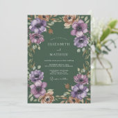 Lavendel Weelderige Botanische Bruiloft Kaart (Staand voorkant)