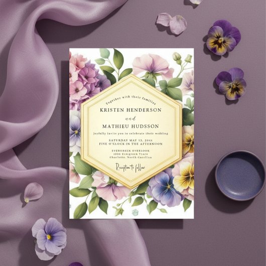 Lavendel Weelderige Bruiloftsbloei Kaart