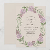 Lavendel Weelderige Bruiloftsgarlande Kaart (Voorkant / Achterkant)