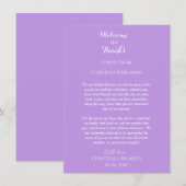 Lavendel Welkom & dank u Trouwnota (Voorkant / Achterkant)