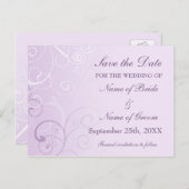 Lavendel Wervelingen Bewaar de datum bruiloft Brie Aankondigingskaart (Voorkant / Achterkant)