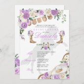 Lavendel Westerne laarzen & Rozen Quinceañera Kaart (Voorkant / Achterkant)