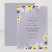 Lavendel Whimsical Bloemige Bruiloft Kaart (Voorkant / Achterkant)