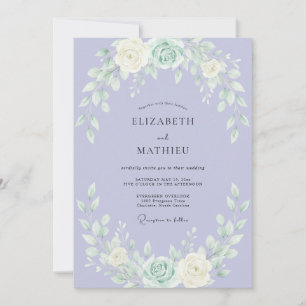 Lavendel Whimsical Botanisch Huwelijk Kaart