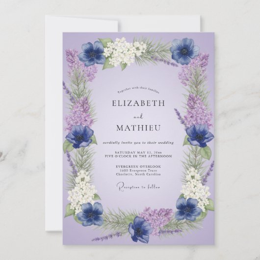 Lavendel Whimsical Lentewedding Kaart (Voorkant)