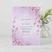 Lavendel Whimsical Sakura Bruiloft Kaart (Staand voorkant)