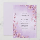 Lavendel Whimsical Sakura Bruiloft Kaart (Voorkant / Achterkant)