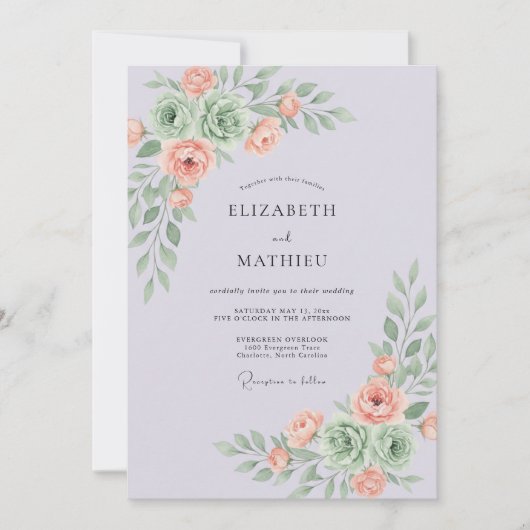 Lavendel Whimsical Succulente Bruiloft Kaart (Voorkant)