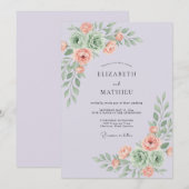 Lavendel Whimsical Succulente Bruiloft Kaart (Voorkant / Achterkant)