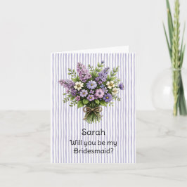 Lavendel Whimsisch Boeket Bruidsmeisje Voorstel Kaart