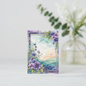Lavendel Whimsy Artistic Floral Border Visitekaartje (Staand voorkant)