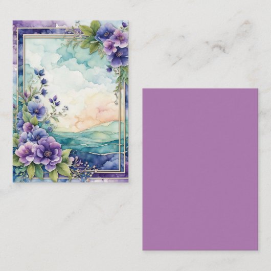 Lavendel Whimsy Artistic Floral Border Visitekaartje (Voorkant / Achterkant)
