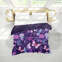 Lavendel Whimsy Paarse Bloemen Vlinder Patroon