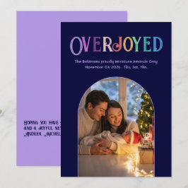 Lavendel Whimsy Xmas Baby Geboorteaankondiging Fot Feestdagenkaart