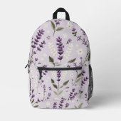 Lavendel Whispers – All-Over Folk Botanische Print Bedrukte Rugzak (Voorkant)