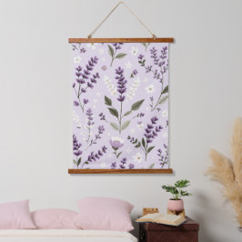 Lavendel Whispers – Botanische borduurwerk wandban Hangend Wandkleed