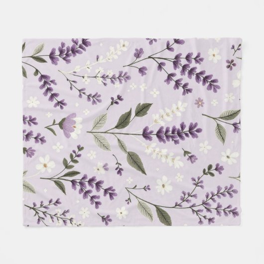 Lavendel Whispers – Botanische fleece deken (Voorkant (Horizontaal))