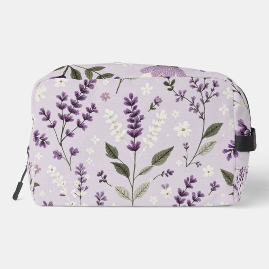 Lavendel Whispers – Botanische geborduurde toileta Toilettasje (Achterkant)