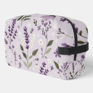 Lavendel Whispers – Botanische geborduurde toileta Toilettasje