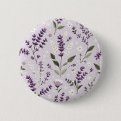 Lavendel Whispers – Folk Botanical Pattern Button (Voorkant)