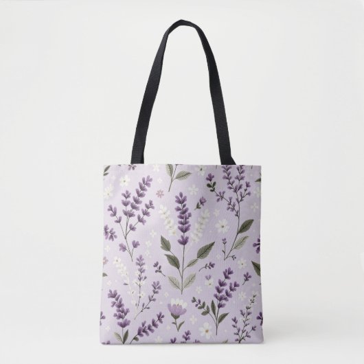 Lavendel Whispers – Folk Botanical Pattern Tas (Voorkant)