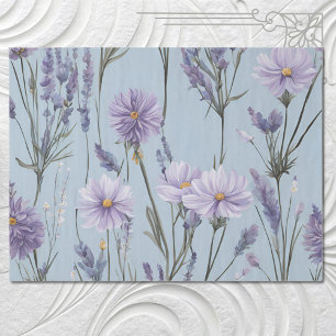 Lavendel White Daisy Boho Wildflower Decoupage Tissuepapier