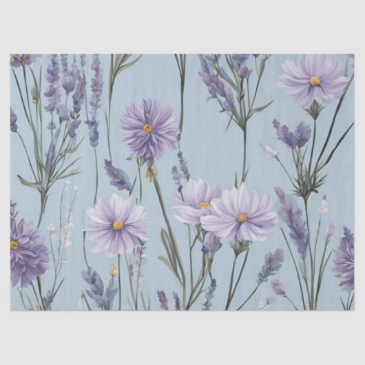 Lavendel White Daisy Boho Wildflower Decoupage Tissuepapier (Voorkant)