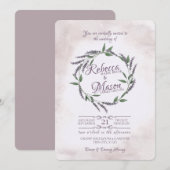 Lavendel wijnstok ring bruiloft kaart (Voorkant / Achterkant)