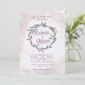 Lavendel wijnstok ring bruiloft kaart (Staand voorkant)