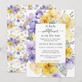 Lavendel Wild Flower Meadow Geel Baby shower Kaart (Voorkant / Achterkant)