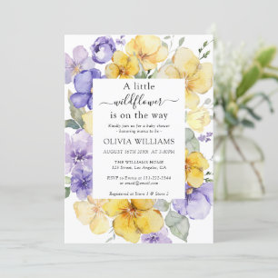 Lavendel Wild Flower Meadow Geel Baby shower Kaart
