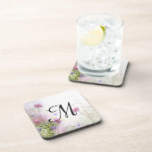 Lavendel Wild Flowers Monogram Drink Onderzetter (Rechterzijde)