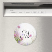 Lavendel Wild Flowers Monogram Initiaal Magnet (Insitu (Vaatwasser))