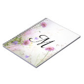 Lavendel Wild Flowers Monogram Initiaal Notitieboe Notitieboek (Linkerzijde)