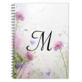 Lavendel Wild Flowers Monogram Initiaal Notitieboe Notitieboek (Voorkant)